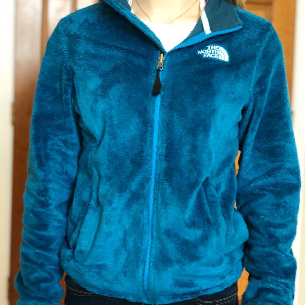 North Face fuzzy blue coat